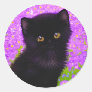 Gustav Klimt Cat Runder Aufkleber