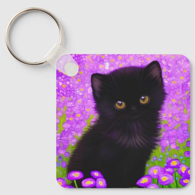 Gustav Klimt Cat Schlüsselanhänger (Vorderseite)