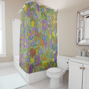 Gustav Klimt Columbine & Mohn Art Nouveau Duschvorhang