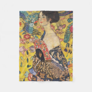 Gustav Klimt Dame mit Fächer Art Nouveau Gemälde Fleecedecke
