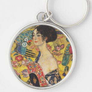 Gustav Klimt Dame mit Fächer Art Nouveau Gemälde Schlüsselanhänger