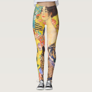 Gustav Klimt Dame mit Fächer vintage Art Nouveau Leggings
