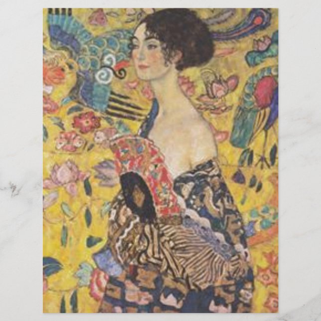 Gustav Klimt - Dame mit Fan-Malerei (Vorderseite)