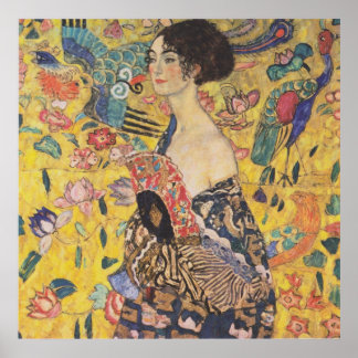 Gustav Klimt - Dame mit Fan Poster
