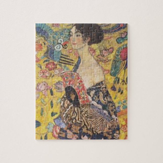Gustav Klimt - Dame With Fan Painting Puzzle (Vertikal)