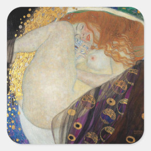 Gustav Klimt - Danae Quadratischer Aufkleber