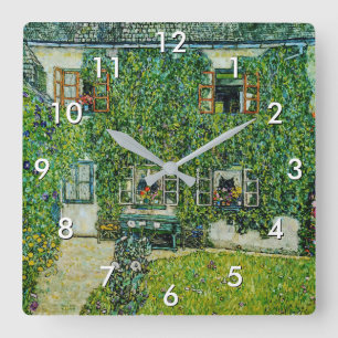 Gustav Klimt - Das Haus Guardaboschi Quadratische Wanduhr