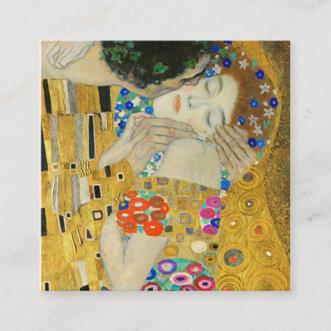 Gustav Klimt Das Kiss Faces Detail Gemälde Quadratische Visitenkarte (Vorderseite)