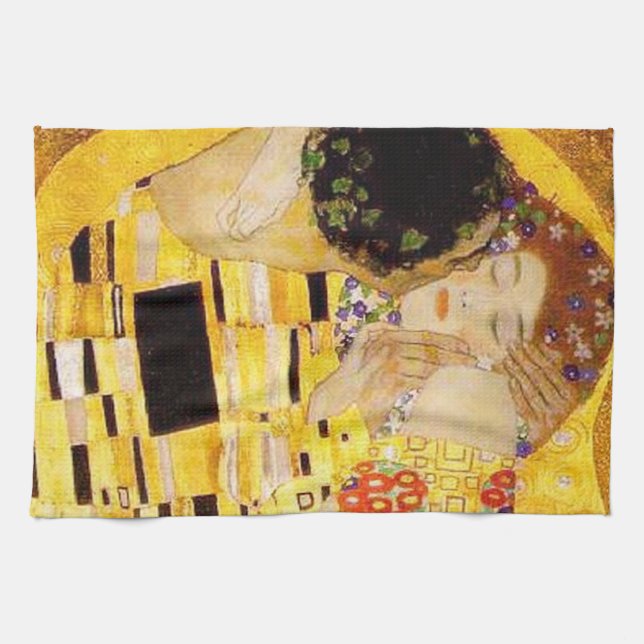 Gustav Klimt Das klassische Kiss-Gemälde Geschirrtuch (Horizontal)