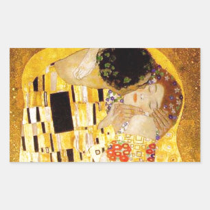 Gustav Klimt Das klassische Kiss-Gemälde Rechteckiger Aufkleber