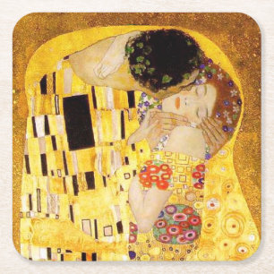 Gustav Klimt Das klassische Kiss-Gemälde Rechteckiger Pappuntersetzer