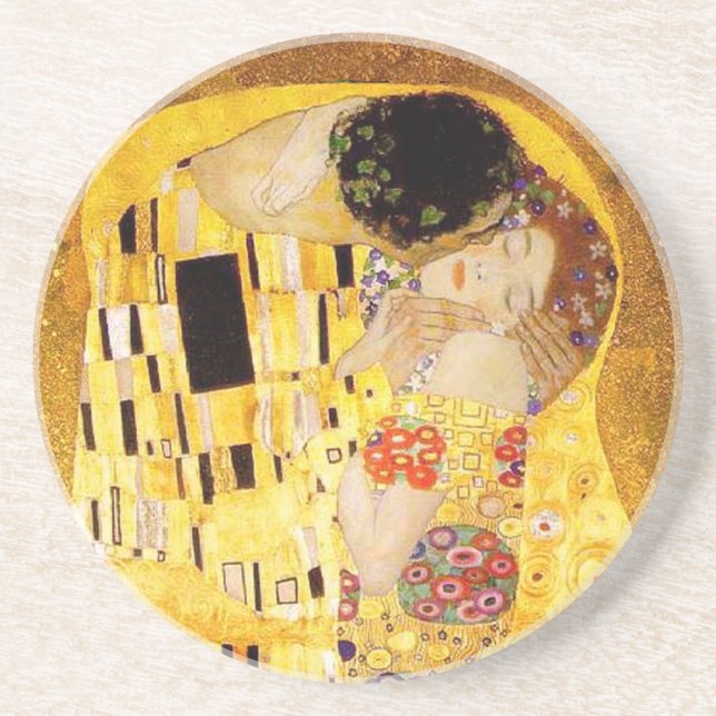 Gustav Klimt Das klassische Kiss-Gemälde Sandstein Untersetzer (Vorne)
