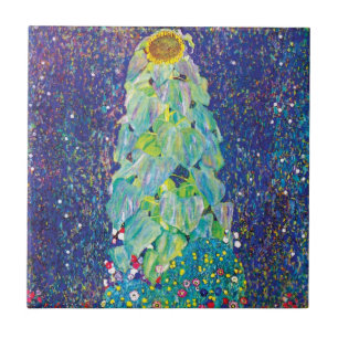 Gustav Klimt - Das Sonnenblumen Feinmalerei Gemäld Fliese