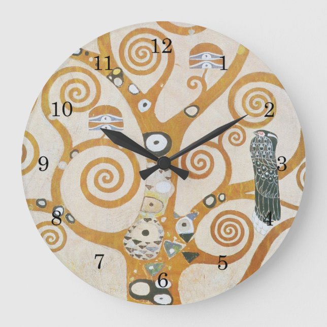 Gustav Klimt der Baum der Leben-Kunst Nouveau Große Wanduhr (Vorderseite)