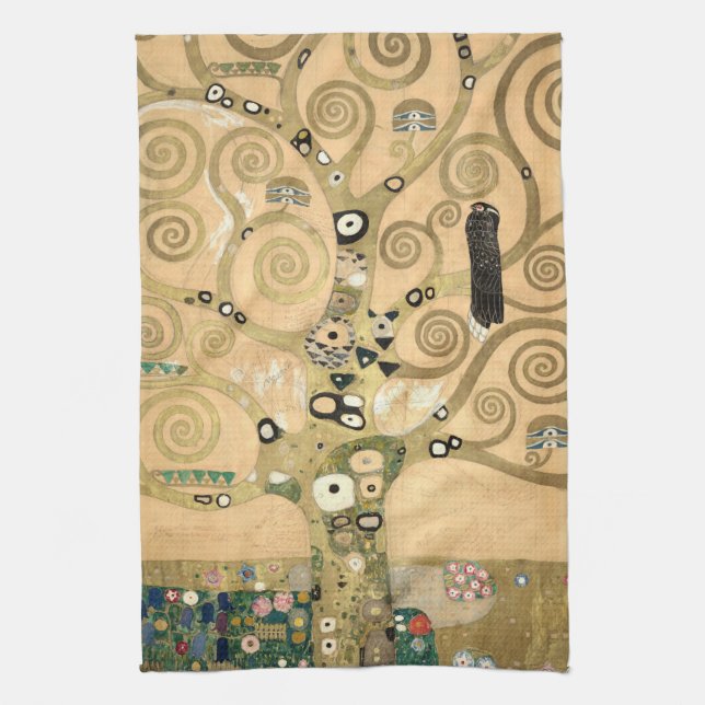 Gustav Klimt - Der Baum des Lebens, Stoclet Frieze Geschirrtuch (Vertikal)