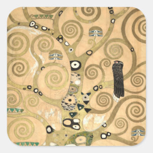 Gustav Klimt - Der Baum des Lebens, Stoclet Frieze Quadratischer Aufkleber