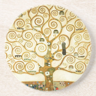 Gustav Klimt Der Baum des Lebens Vintage Art Nouve Sandstein Untersetzer