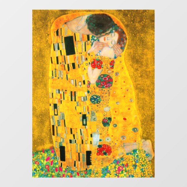 Gustav Klimt Der Kiss Fensteraufkleber (Blatt)
