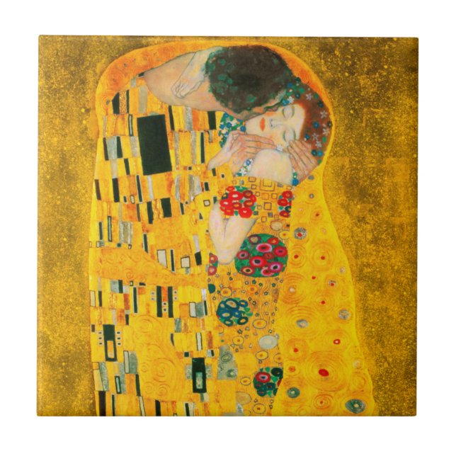 Gustav Klimt Der Kiss Fliese (Vorderseite)