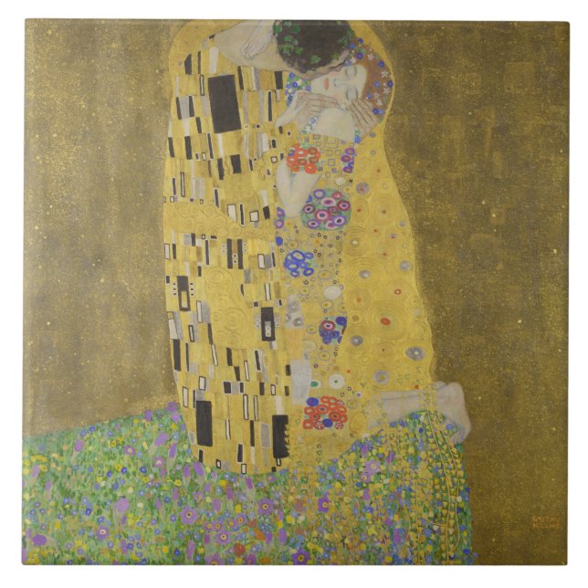 Gustav Klimt Der Kiss Fliese (Vorderseite)
