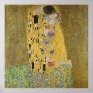Gustav Klimt-Der Kiss Gold Leaf Kunstwerk Poster