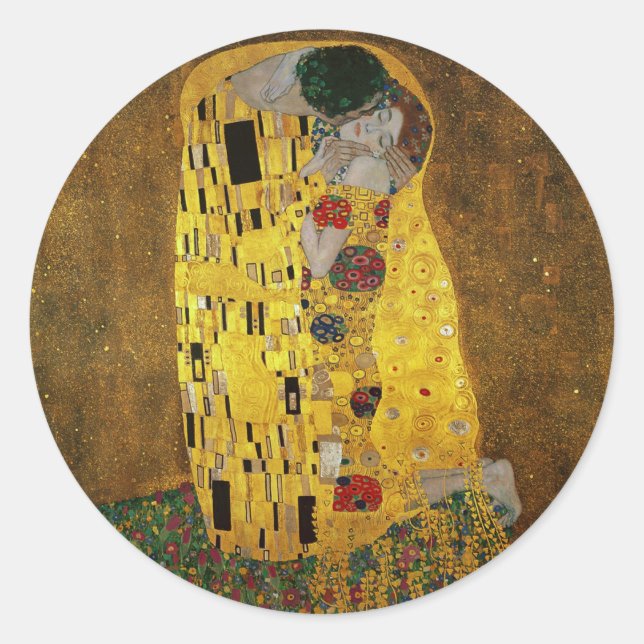Gustav Klimt Der Kiss Runder Aufkleber (Vorderseite)