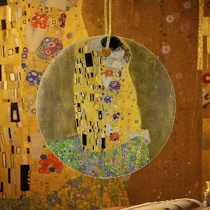 Gustav Klimt Der Kuss Feinkeramik-Weihnachtsbauman Keramik Ornament