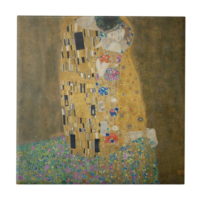 Gustav Klimt - Der Kuss Fliese (Vorderseite)