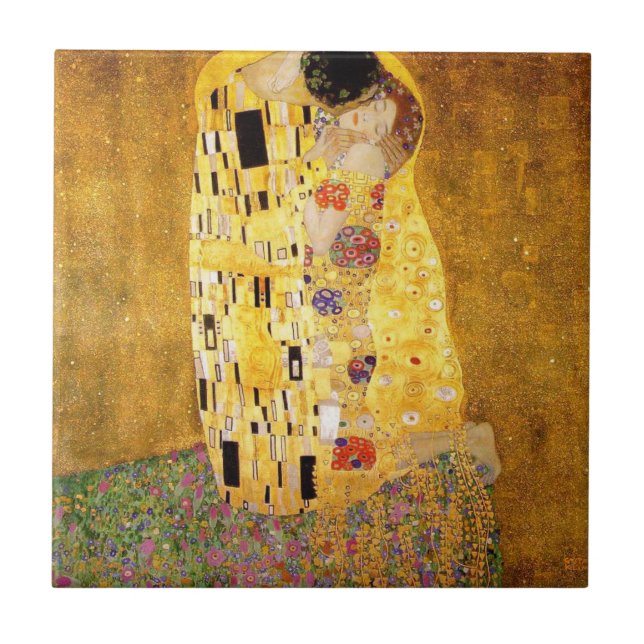 Gustav Klimt Der Kuss Fliese (Vorderseite)
