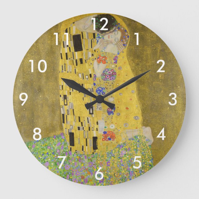 Gustav Klimt - Der Kuss Große Wanduhr (Vorderseite)