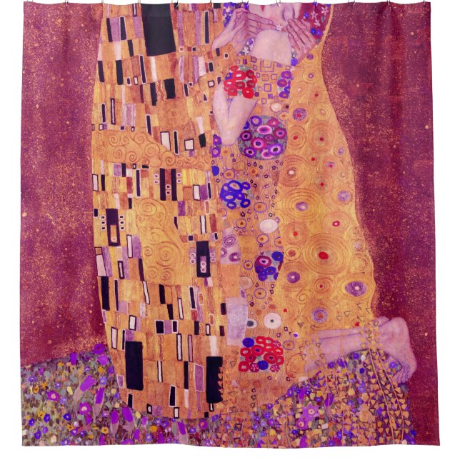Gustav Klimt Der Kuss Lila Duschvorhang (Vorderseite)