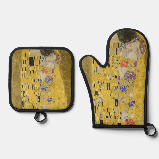 Gustav Klimt - Der Kuss Ofenhandschuh & Topflappen-Set (Vorderseite)