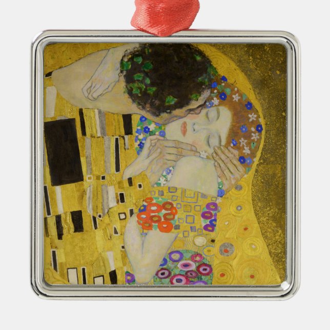 Gustav Klimt - Der Kuss Ornament Aus Metall (Vorne)