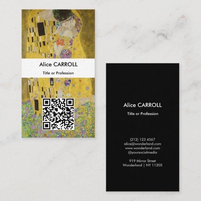 Gustav Klimt - Der Kuss - QR Code Visitenkarte (Vorne/Hinten)