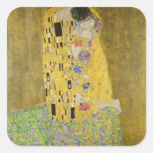 Gustav Klimt - Der Kuss Quadratischer Aufkleber