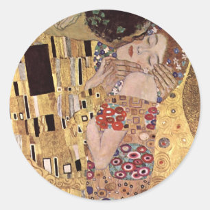 Gustav Klimt ~ der Kuss Runder Aufkleber