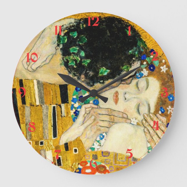 Gustav Klimt - Der Kuss/Valentinstag Große Wanduhr (Vorderseite)