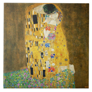 Gustav Klimt Der Kuss Vintage Art Nouveau Gemälde Fliese