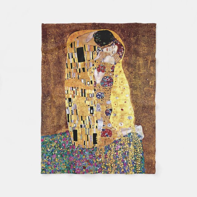 Gustav Klimt - Der Kuss - Vintager Jugendstil Fleecedecke (Vorderseite)