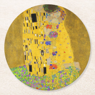 Gustav Klimt Der Kuss Zazzle Runder Pappuntersetzer