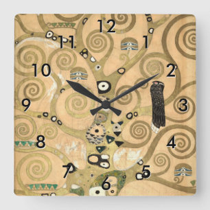 Gustav Klimt - Der Lebensbaum, Stoclet-Fries Quadratische Wanduhr