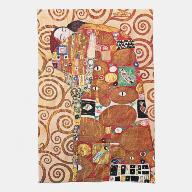 Gustav Klimt - Die Embrace - Kunstmalerei Handtuch (Vertikal)