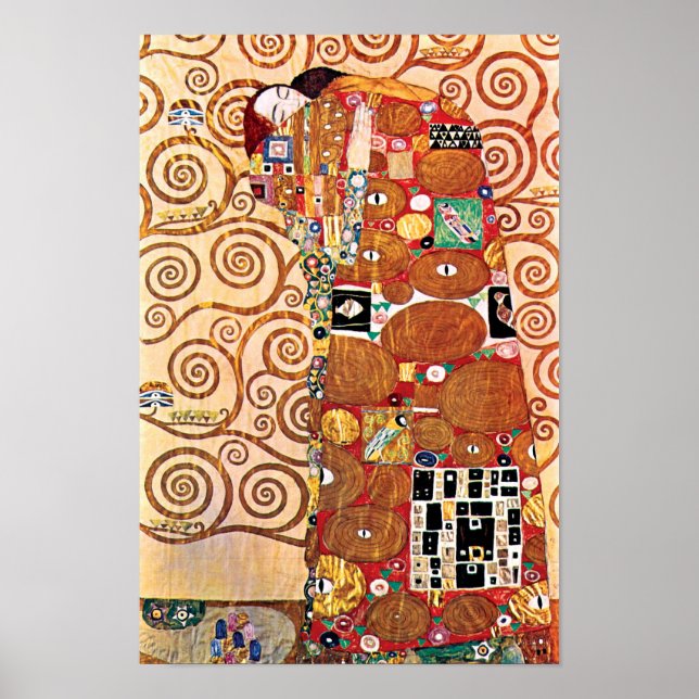 Gustav Klimt - Die Embrace - Kunstmalerei Poster (Vorne)