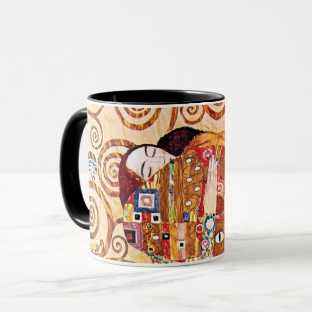 Gustav Klimt - Die Embrace - Kunstmalerei Tasse (Vorderseite Links)