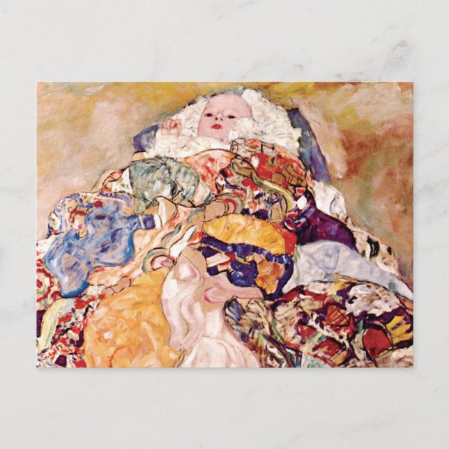 Gustav Klimt - Die Kinderkrippe - Neugeborene Postkarte (Vorderseite)