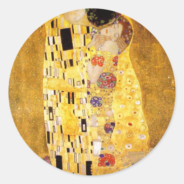 Gustav Klimt die Kiss-Stickers Runder Aufkleber (Vorderseite)
