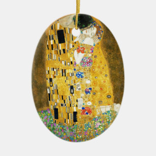 Gustav Klimt die Kuss-Vintage Kunst Nouveau Keramikornament