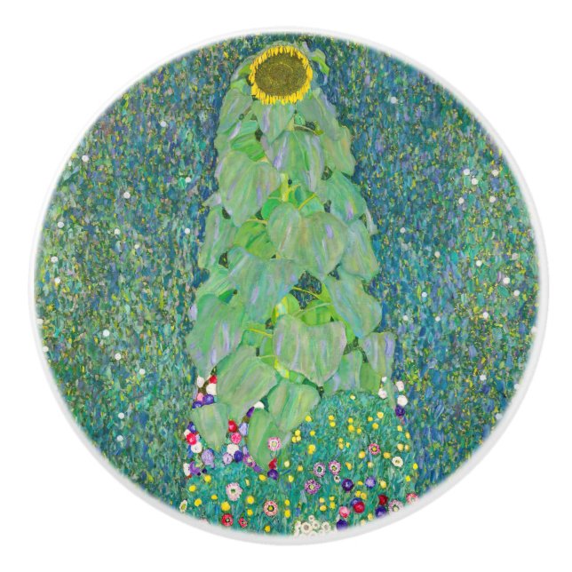 Gustav Klimt - Die Sonnenblume Keramikknauf (Vorderseite)