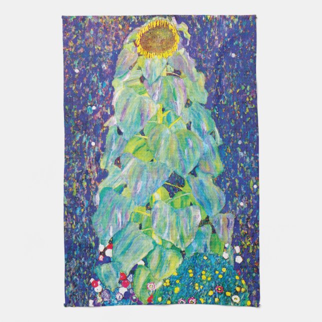 Gustav Klimt - Die Sonnenblume Kunstmalerei Handtuch (Vertikal)
