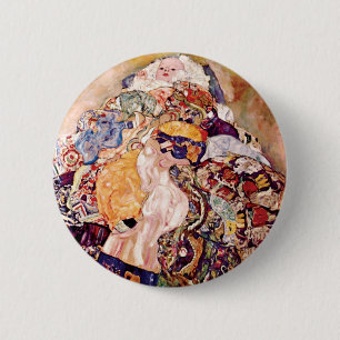 Gustav Klimt - Die Wiege - Neugeborenes Button